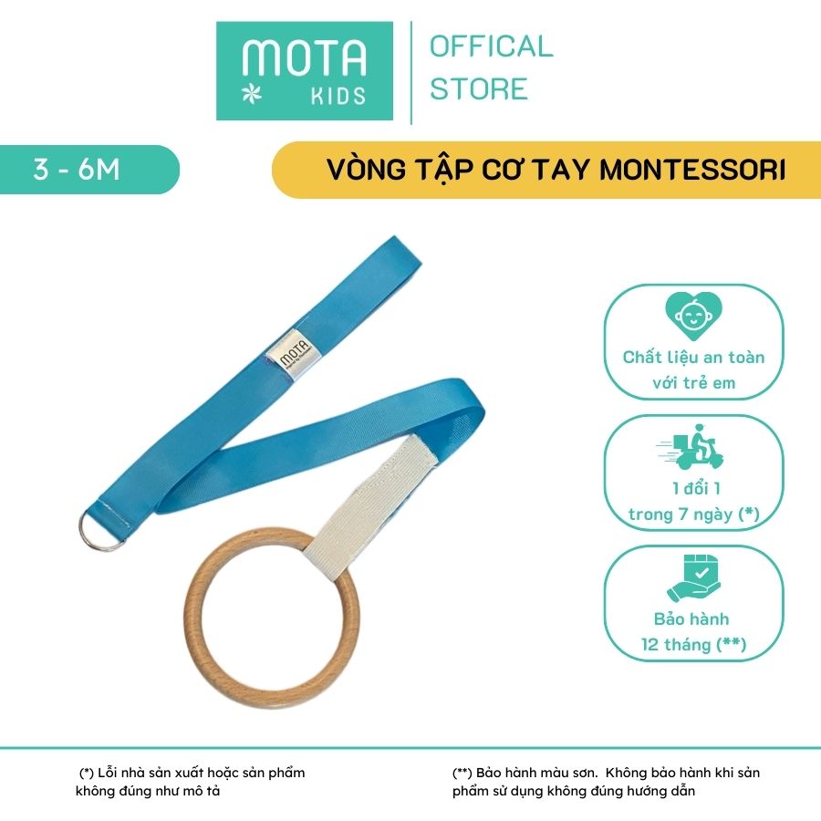 Đồ chơi vòng tập cơ tay cho bé 3-6 tháng Montessori Mota - Hỗ trợ phát triển vận động - Hàng chính hãng