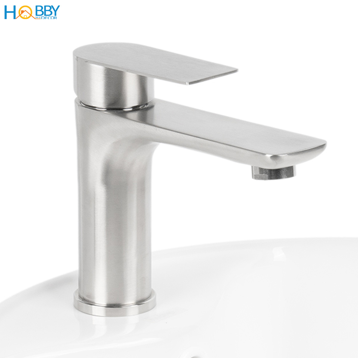 Vòi chậu rửa mặt nóng lạnh inox 304 xước Hobby home decor VRM11