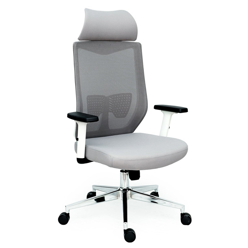 Hình ảnh Ghế ngồi làm việc máy tính chân xoay lưng lưới khung nhựa màu trắng tay vịn chữ T điều chỉnh Ghế làm việc tại nhà lưng cao có tựa đầu / office chairs CM4506-M CAPTA 