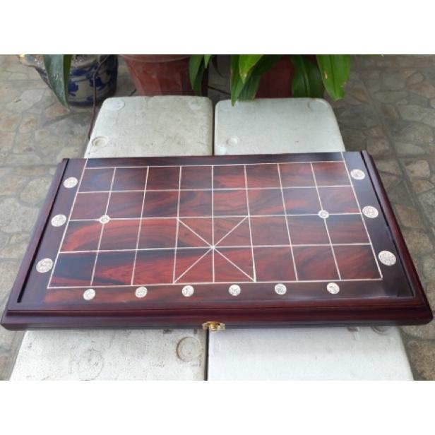 Bàn Cờ Gỗ Trắc 50x50cm Gấp Đôi Tiện Lợi