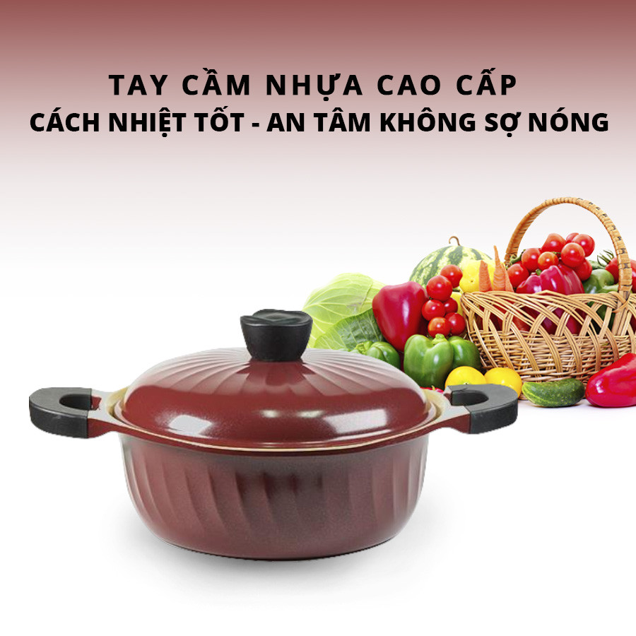 Nồi kháng khuẩn  7 lớp phủ TITANIUM  Happy Home Pro màu nâu size 24