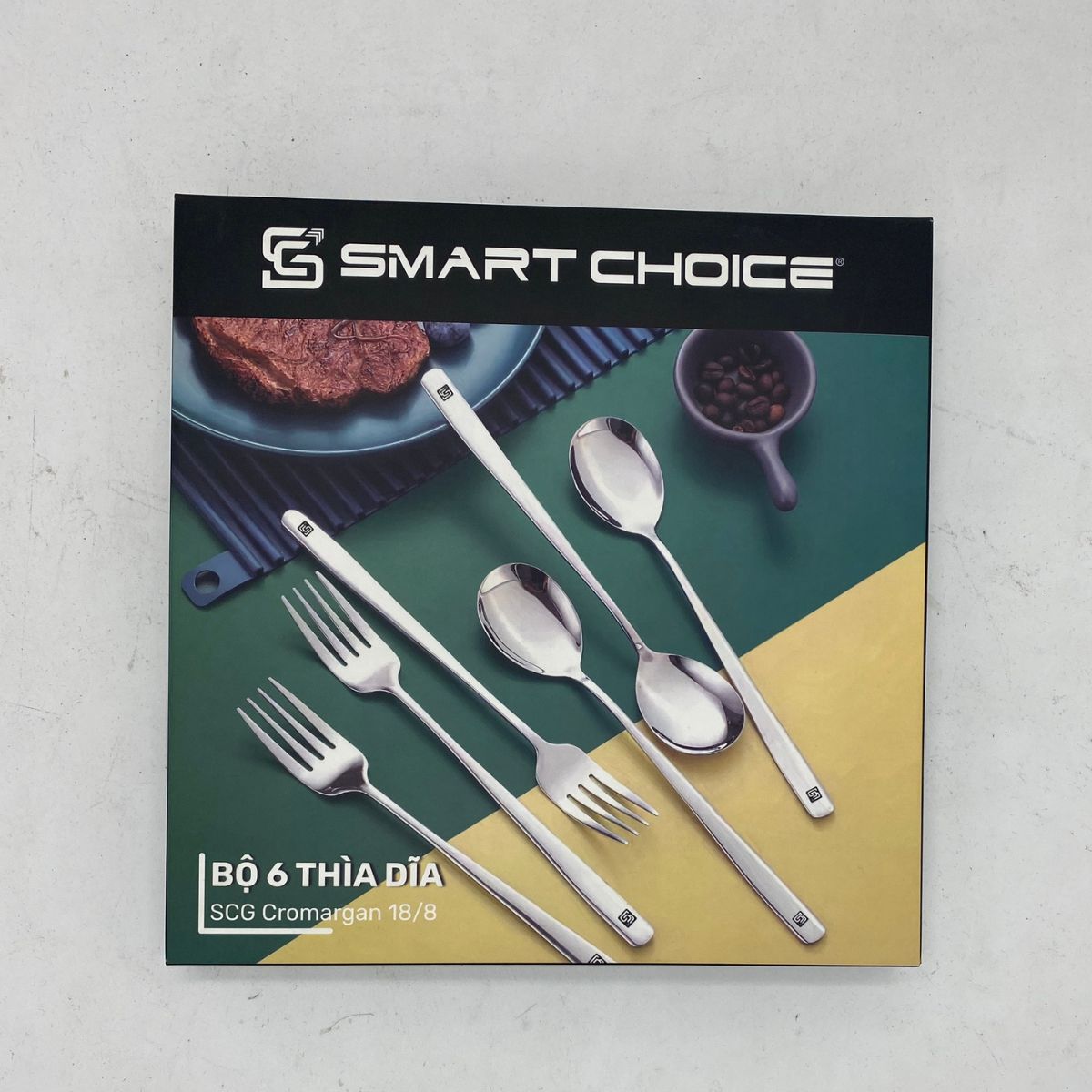 Muỗng Inox, Bộ Thìa Dĩa/Nĩa Inox 304 Cao Cấp SMARTCHOICE ( SET 6 CÓ HỘP ) - Hàng Loại 1 Siêu Dày Dặn, Bền Đẹp, Muỗng Inox Ăn Cơm Cán Dài Sang Trọng