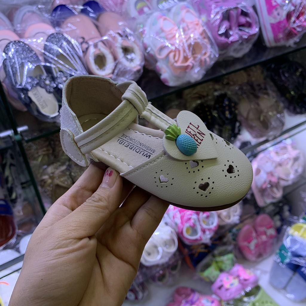 Giày sandal bé gái dáng búp bê công chúa sành điệu kiểu bít mũi thời trang da mềm quai dán tiện dụng SG46