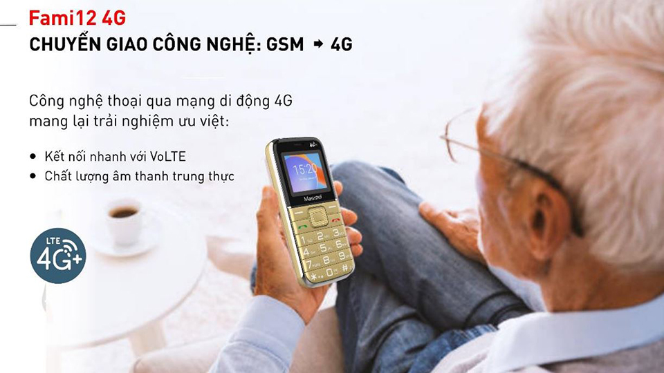 Điện thoại Masstel Fami 12 4G Dành cho người già - Hàng chính hãng