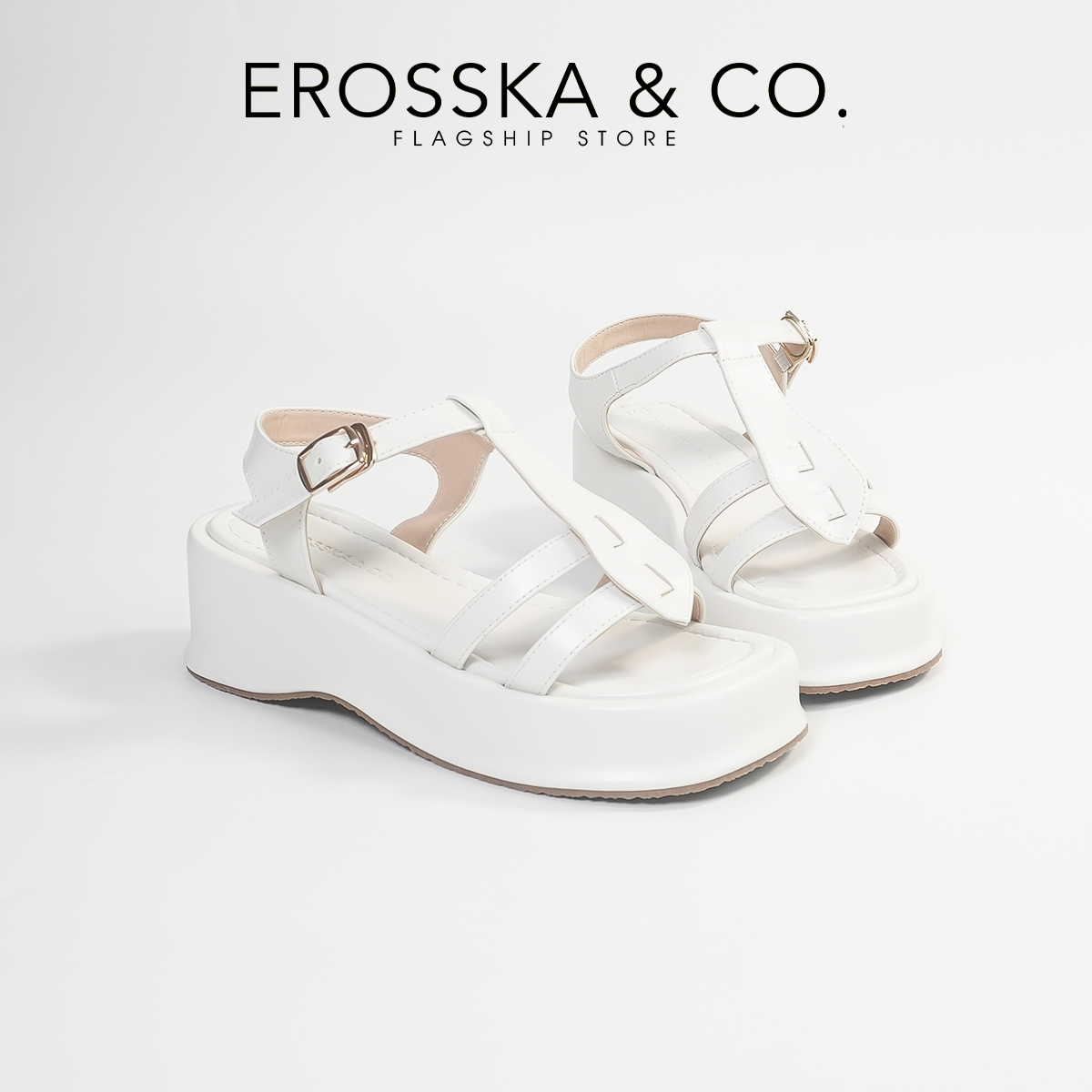 Erosska - Giày sandal nữ đế xuồng quai ngang thiết kế basic - SB027