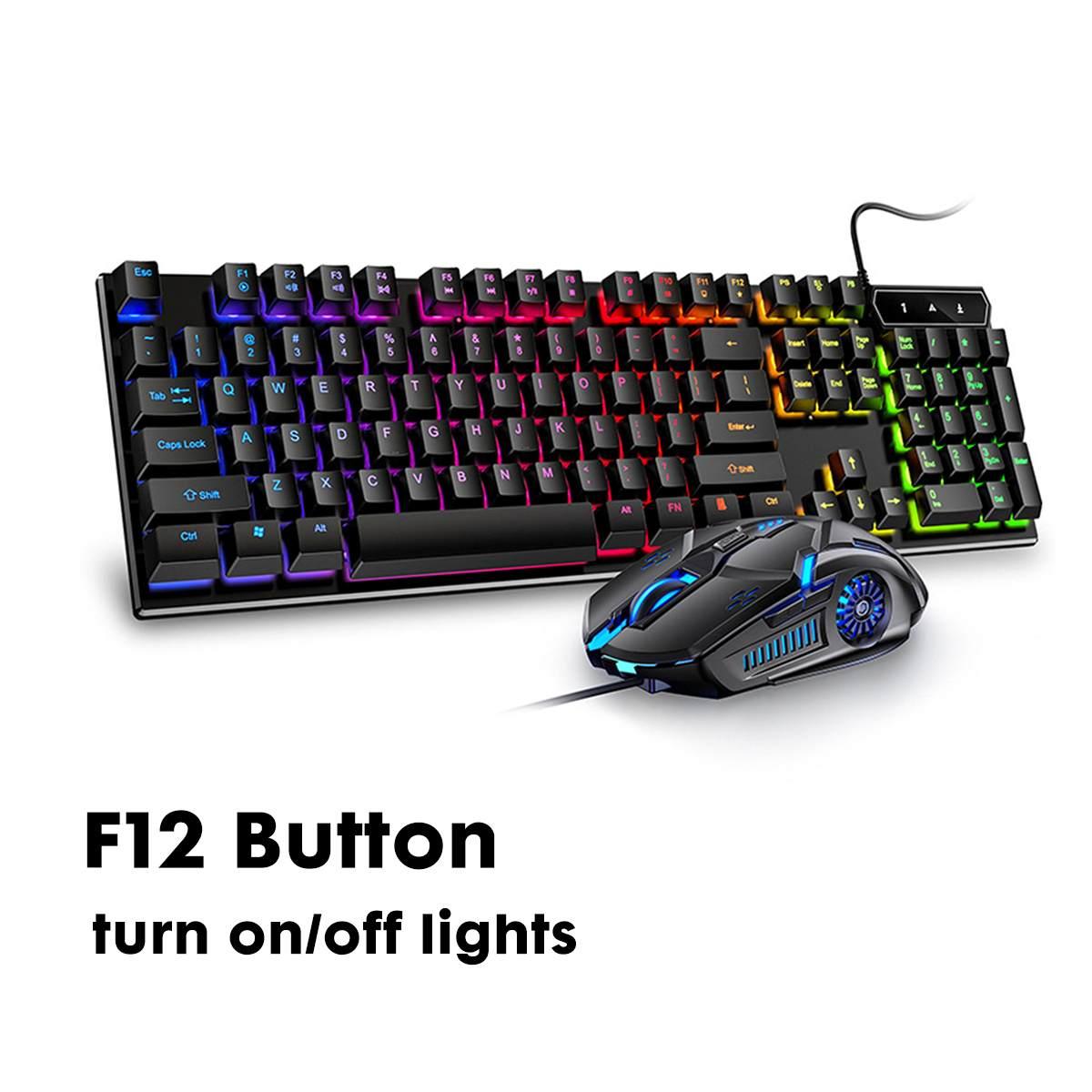 USB Đèn LED Nhiều Màu Sắc Đèn Nền Bàn Phím Cơ Gaming Chuột 3200DPI 6 Nút Thiết Game Thủ Máy Tính Dành Cho Máy Tính Laptop