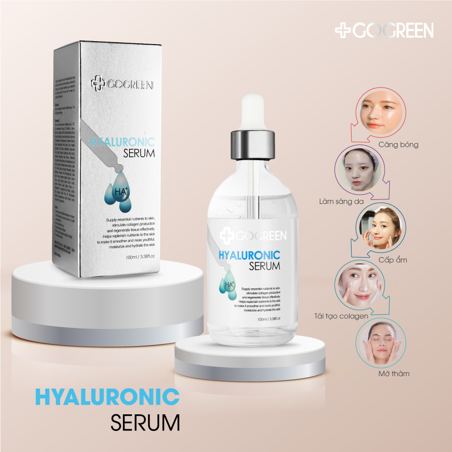 Serum cấp nước, căng bóng GoGreen SERUM HA+ 100ml