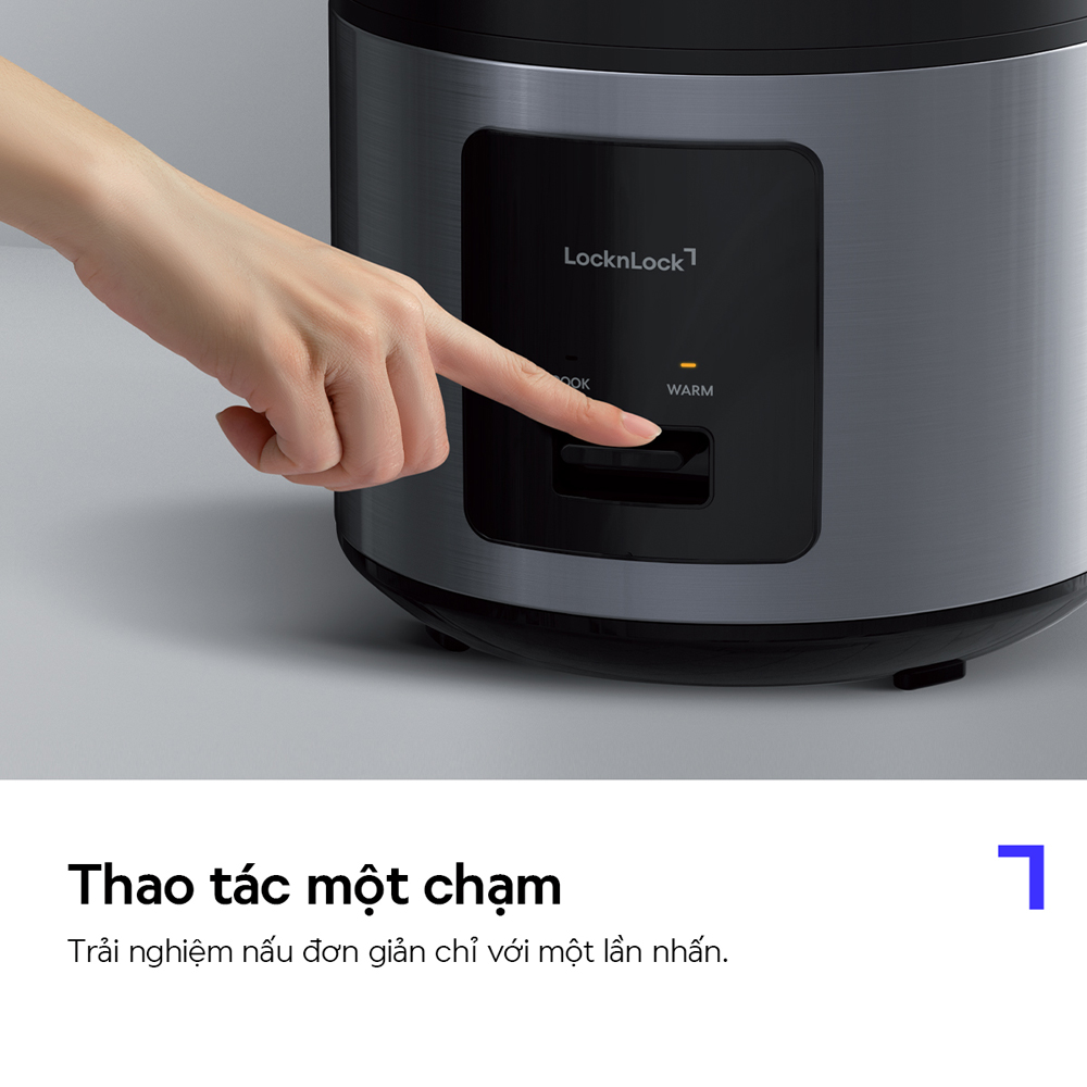 Nồi Cơm Điện LocknLock Essential Rice Cooker EJR452BLK 1.8L, Hàng Chính Hãng, Màu Đen - Joymall