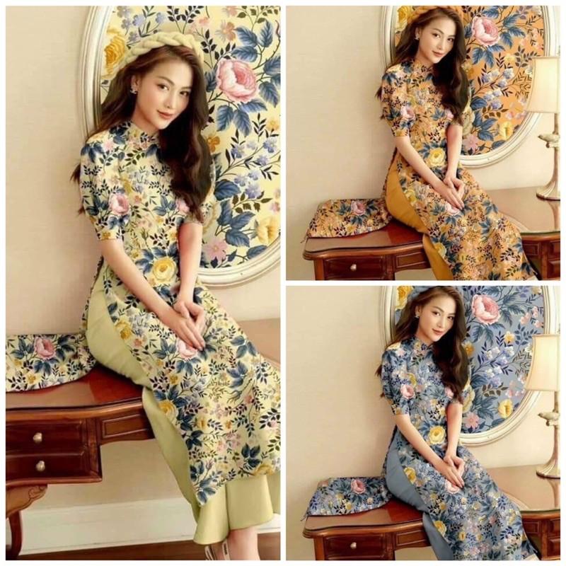 áo dài gấm hoa cao cấp