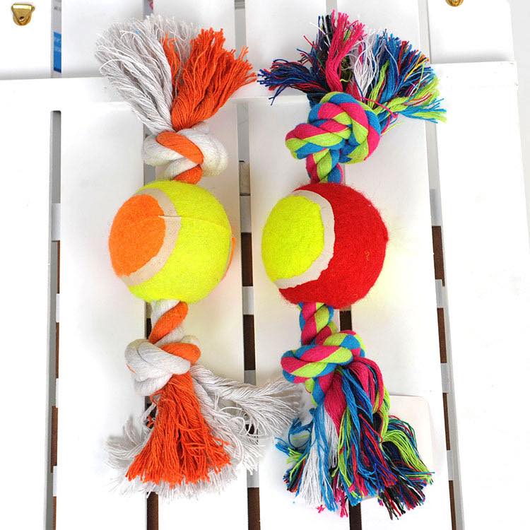 Đồ chơi cho chó dây thừng bóng tenis - Màu ngẫu nhiên