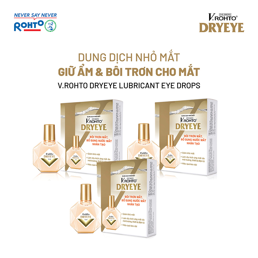 Combo 3 Dung dịch nhỏ mắt bổ sung nước mắt nhân tạo V.Rohto Dry Eye 13ml