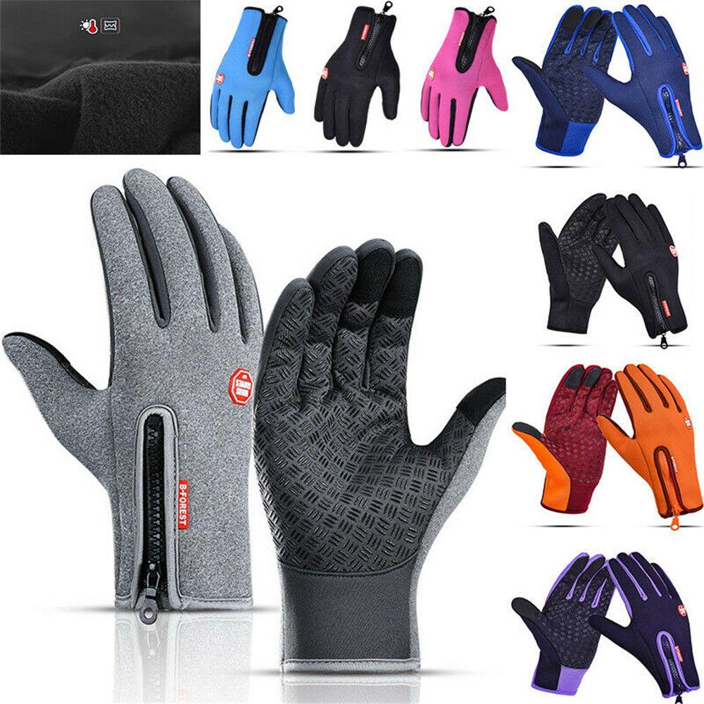 Găng tay ấm áp mùa đông chống trượt màn hình cảm ứng nhiệt Windproof Mitten Skiing Cưỡi xe đạp Găng tay thể thao Color: Black Size: L