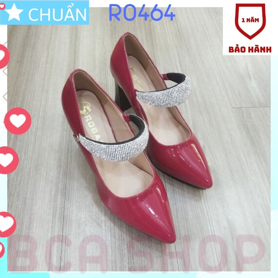 Giày cao gót nữ 8p RO464 ROSATA tại BCASHOP quai ngang gắn nhiều hạt kim cương nhỏ lấp lánh - màu đỏ