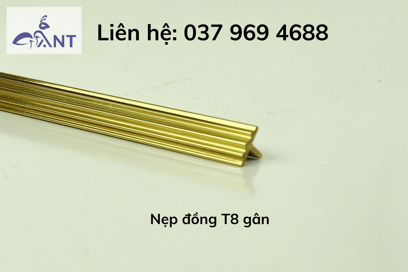 Nẹp đồng t8 gân vàng, nẹp đồng t chống trơn, thanh dài 4m, hỗ trợ cắt theo kích thước