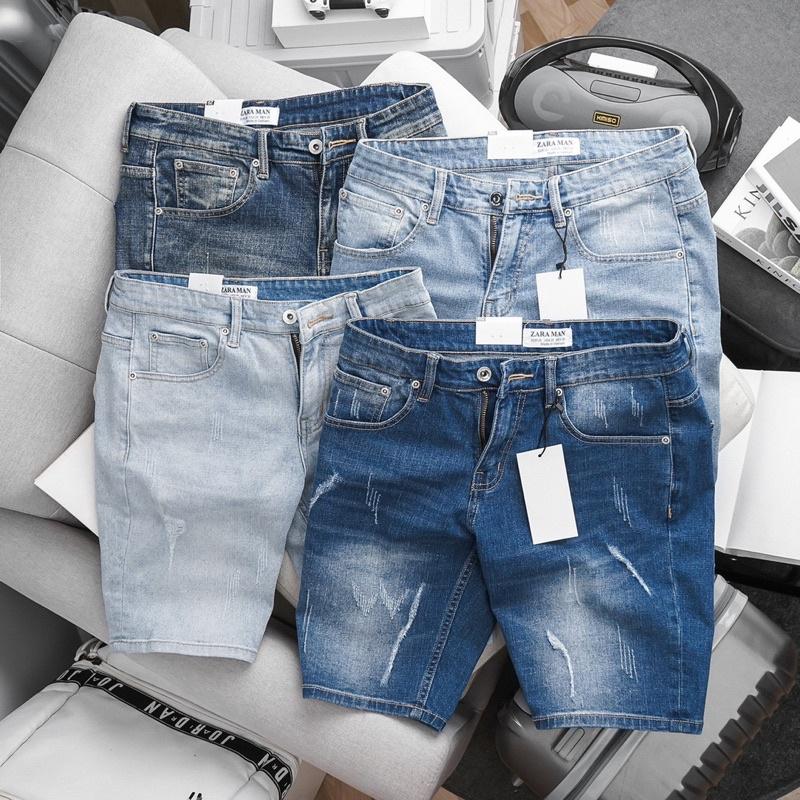 Quần Short Bò Jean Nam Slimfit ôm vừa Xuất Xịn co giãn không phai màu