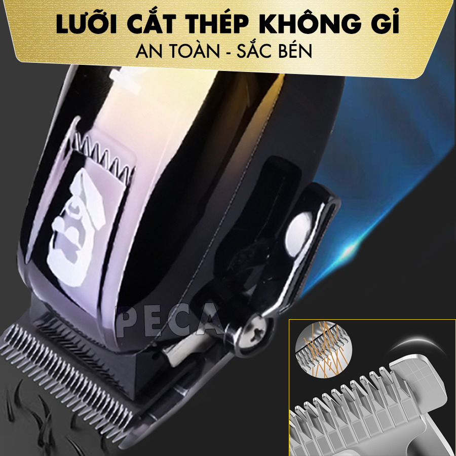 Tông đơ cắt tóc chuyên nghiệp Kemei KM-709A sạc nhanh USB có màn hình LCD hiển thị - Hàng chính hãng ( Giao màu ngẫu nhiên )