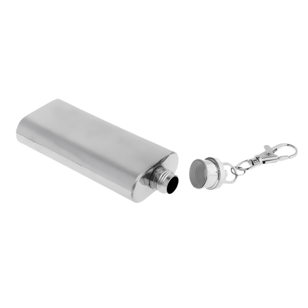 Mini Pocket Hip Flask Key Keychain Stainless Steel Liquor Barware 28ml