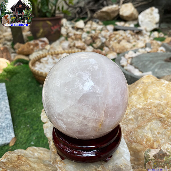 Cầu thạch anh hồng giúp tinh thần thoải mái và giảm stress-10cm-1.44kg-QC1092