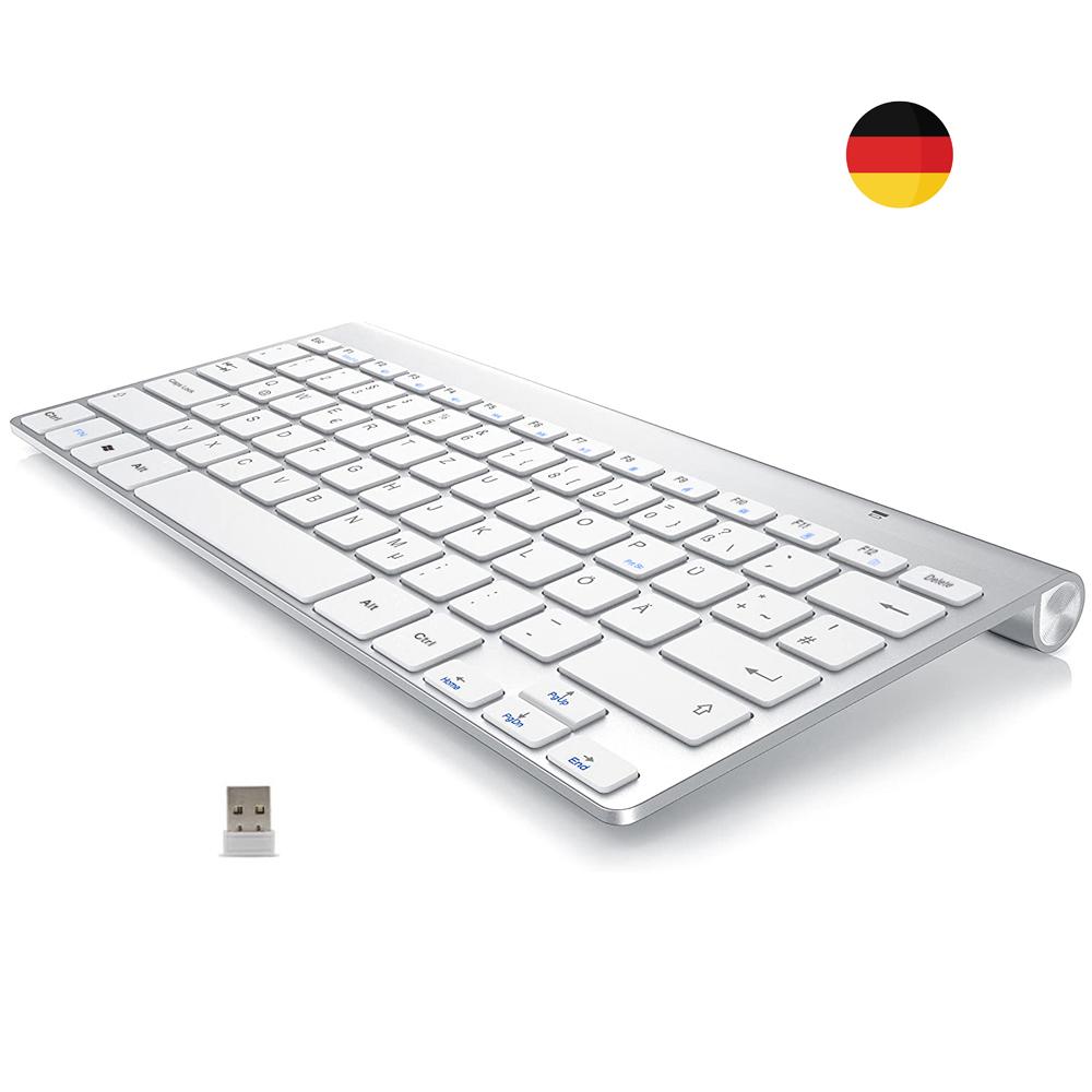 Đức QWERTZ Bàn Phím Không Dây 2.4G Siêu Mỏng Deutsche Bàn Phím Đa Phương Tiện Tiếng Ồn Thấp Cho Laptop Máy Tính Để Bàn Windows Smart Tivi