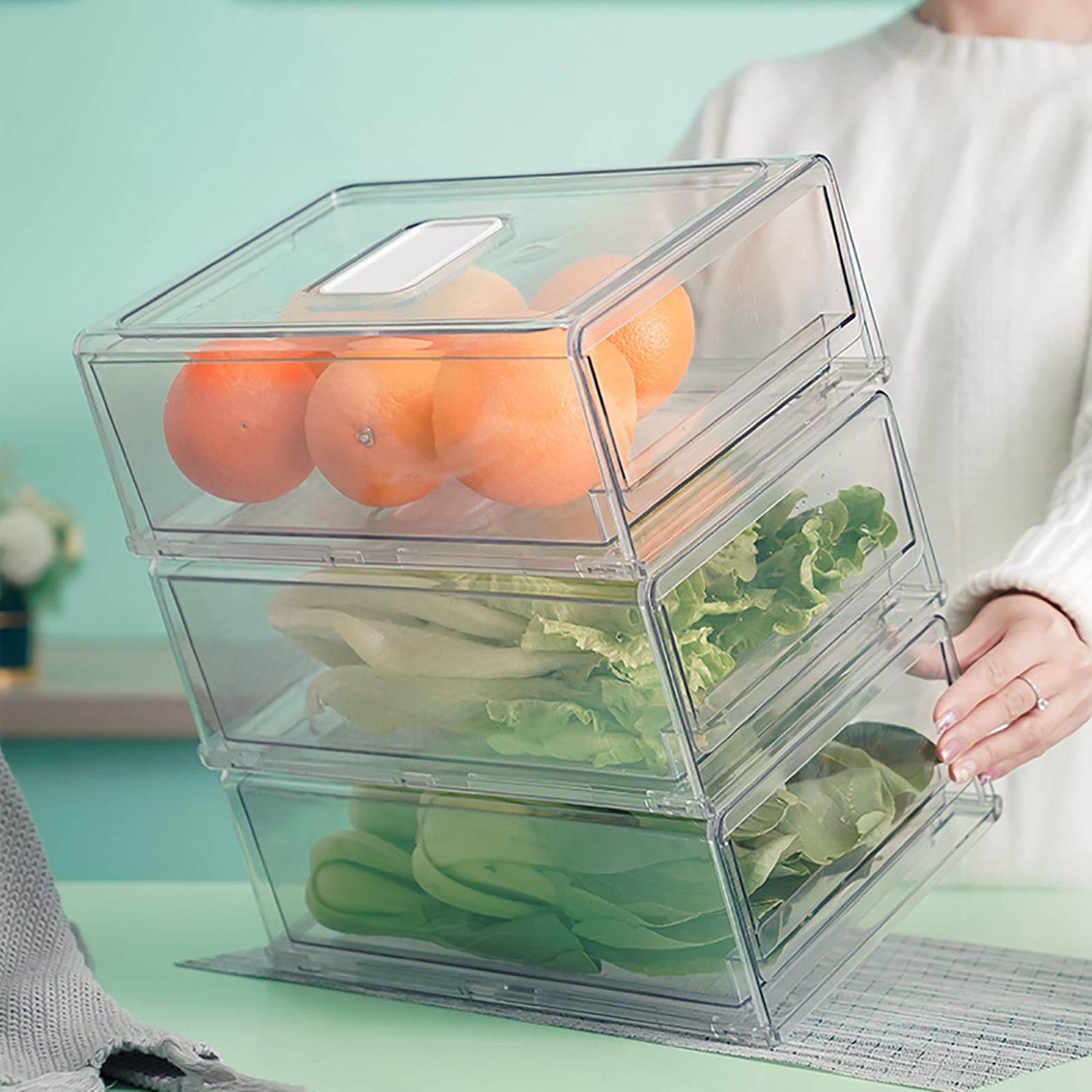 Refrigerator Organizer Box Drawers Holder for Cabinets Household Kitchen