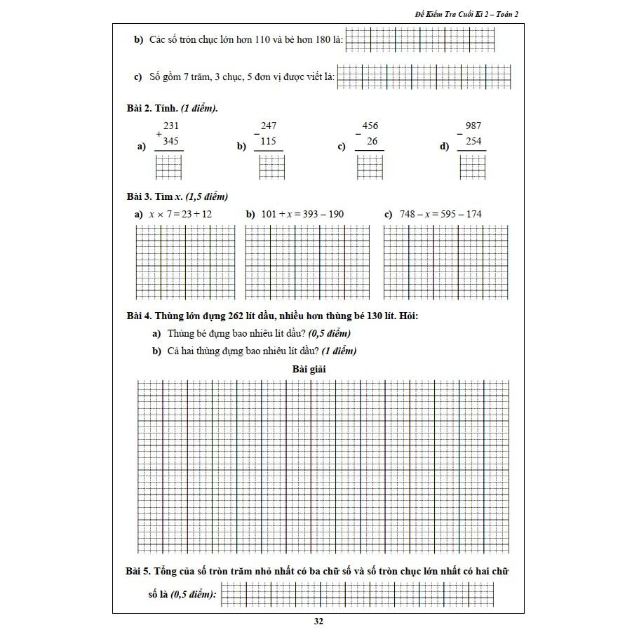 Đề Kiểm Tra Toán Lớp 4 Học Kỳ 1 (1 cuốn)