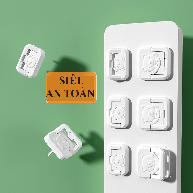 Combo 5 Nút Bịt Ổ Điện Hình Gấu 2 Chân Chống Giật, An Toàn Cho Bé - HENRYSA