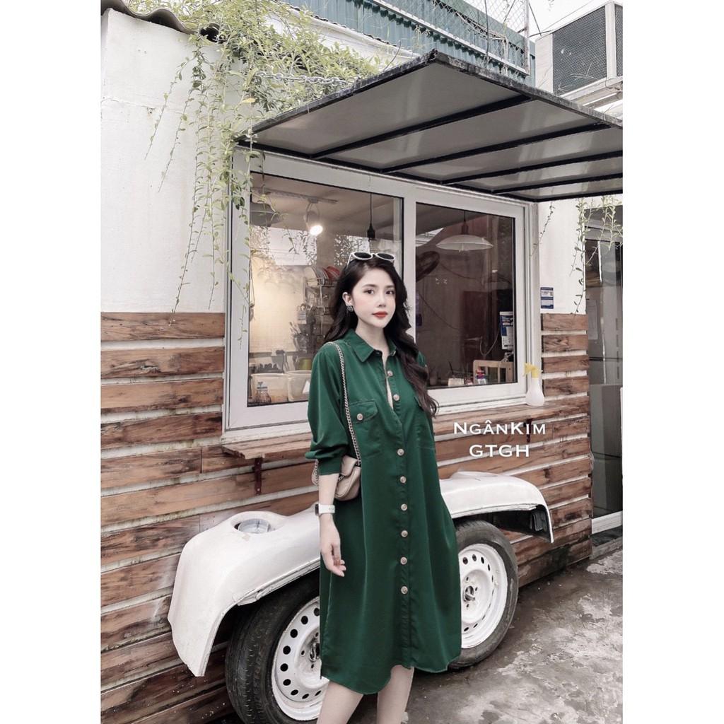 Váy bầu thời trangmặc đi làm đi chơi đều đượcchất lụa Hàn mịn mềm mát, thấm hút mồ hôiFree size 43~68kg