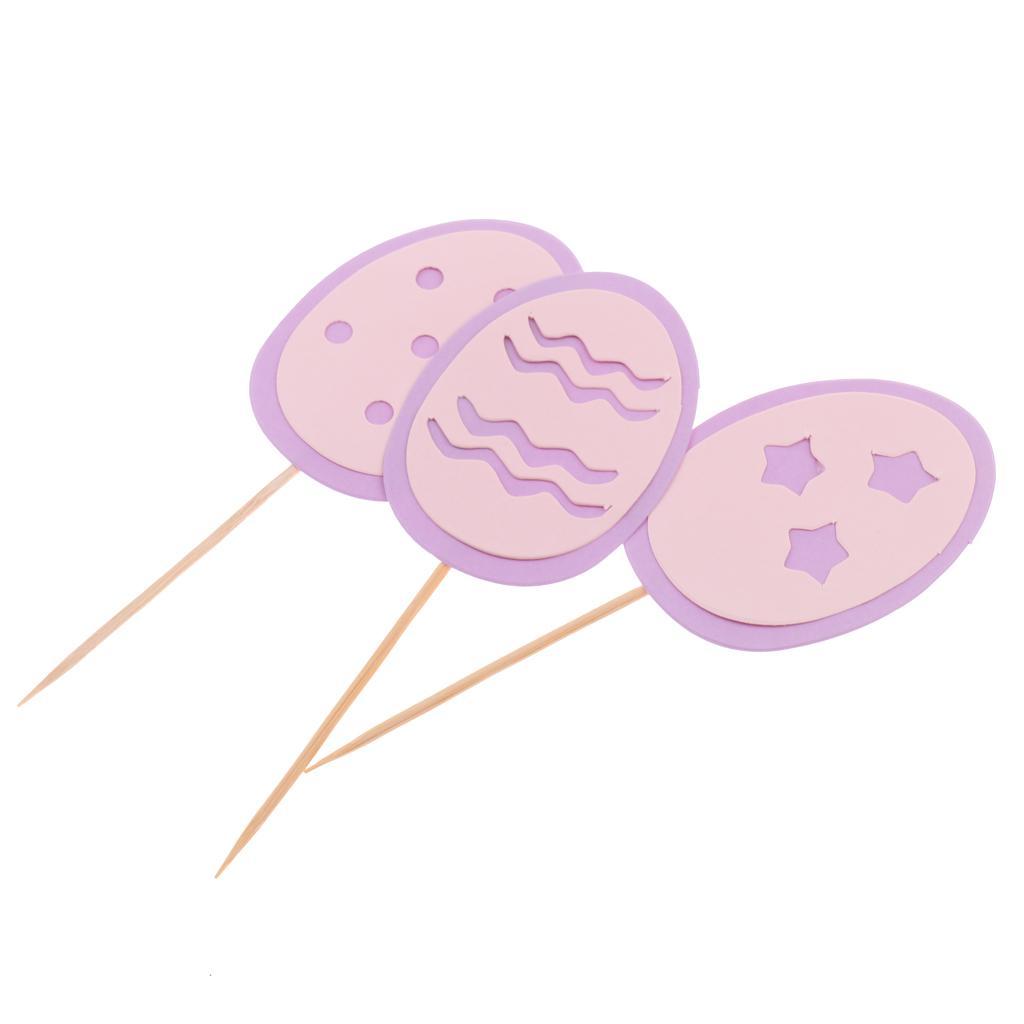 3pcs/Set Happy Easter Eggs Cupcake Picks Cake Topper Easter Decor