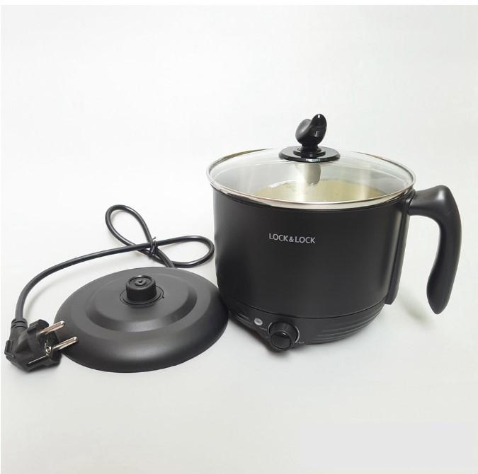 Nồi điện đa năng Lock&amp;Lock Multi Pot 1.2L EJP316BLK, Hàng chính hãng, xoay 360 độ, núm vặn - JoyMall