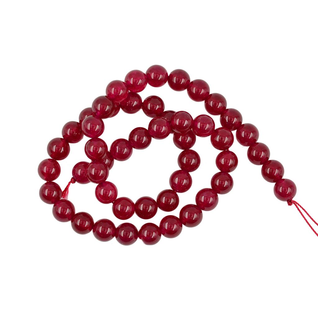 8mm Natural Smooth Ruby Red Jade Gemstone Round Loose Beads Strand 15'' for DIY Jewelry