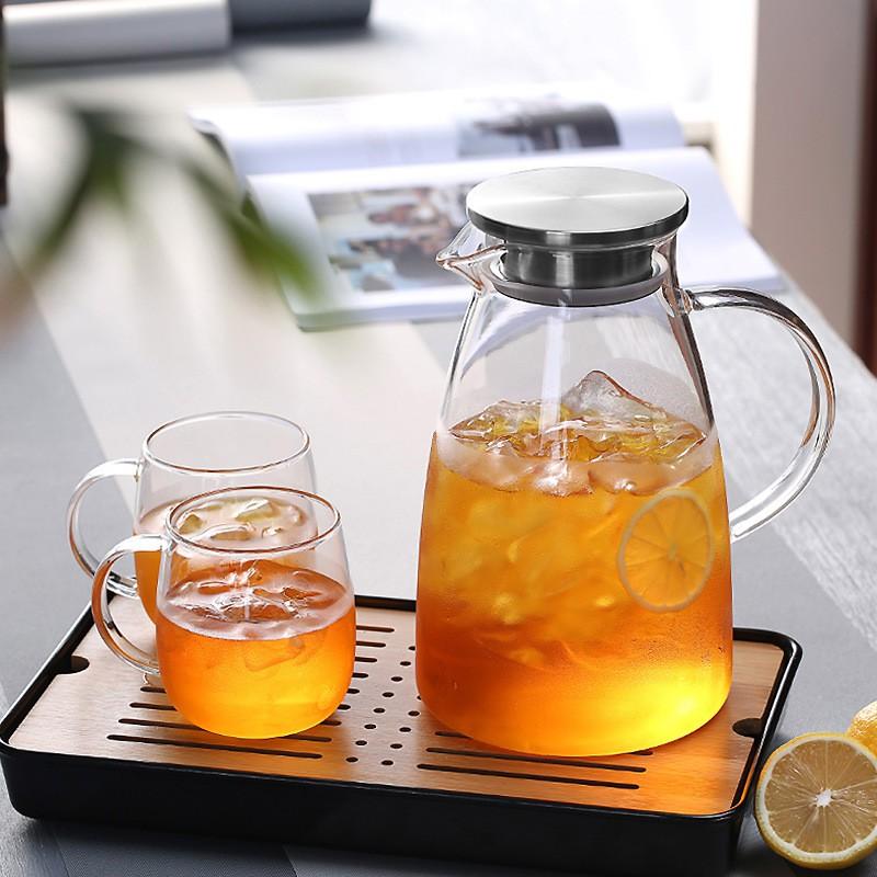 Bộ Bình, Ly Thủy Tinh Chịu Nhiệt Cao Cấp Borosilicate, Nắp Inox 304 Không Ghỉ