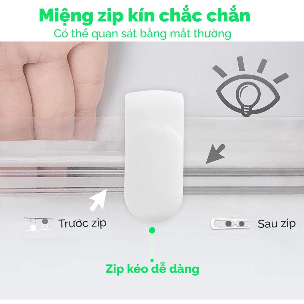 Túi hút chân không đựng quần áo Food Saver để bọc chăn màn không cần dùng bơm 2 lớp khóa zip