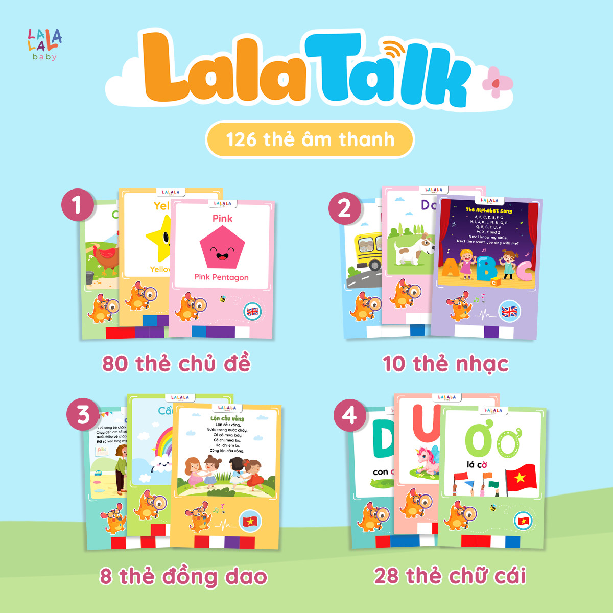 Máy Đọc Thẻ Song Ngữ Lalatalk Kết Hợp Bảng Viết Tự Xóa Thông Minh Lalala Baby