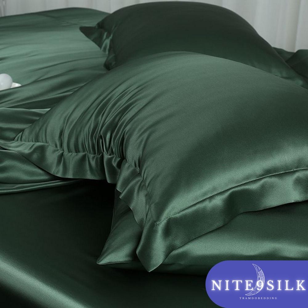Bộ Chăn Ga Gối Lụa Mềm Mại Thoải Mái- Chăn Giường Lụa Sang Trọng - Xanh Lá Cây - Nite9 Silk
