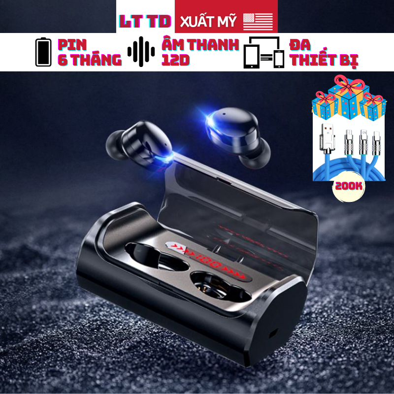 Tai Nghe Bluetooth Không Dây Nhét Tai Bluetooth 5.3 LT/MM PLUS TWS True Wireless, Pin Sạc Dự Phòng, Micro Ghi Âm,Cảm Ứng - Cho Điện Thoại, Laptop, Máy Tính Bàn, Máy Tính Bảng, Gaming - Hàng Chính Hãng