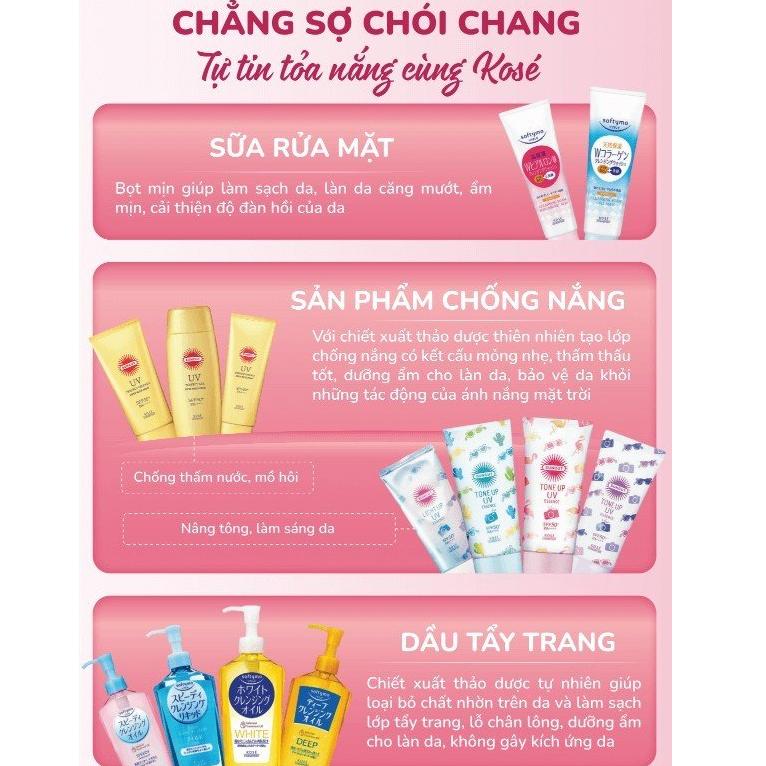 Combo Kem Chống Nắng Nâng Tone Suncut Và Dầu Tẩy Trang Làm Sạch Sâu Kose Softymo Nhật Bản 80g ,230ml