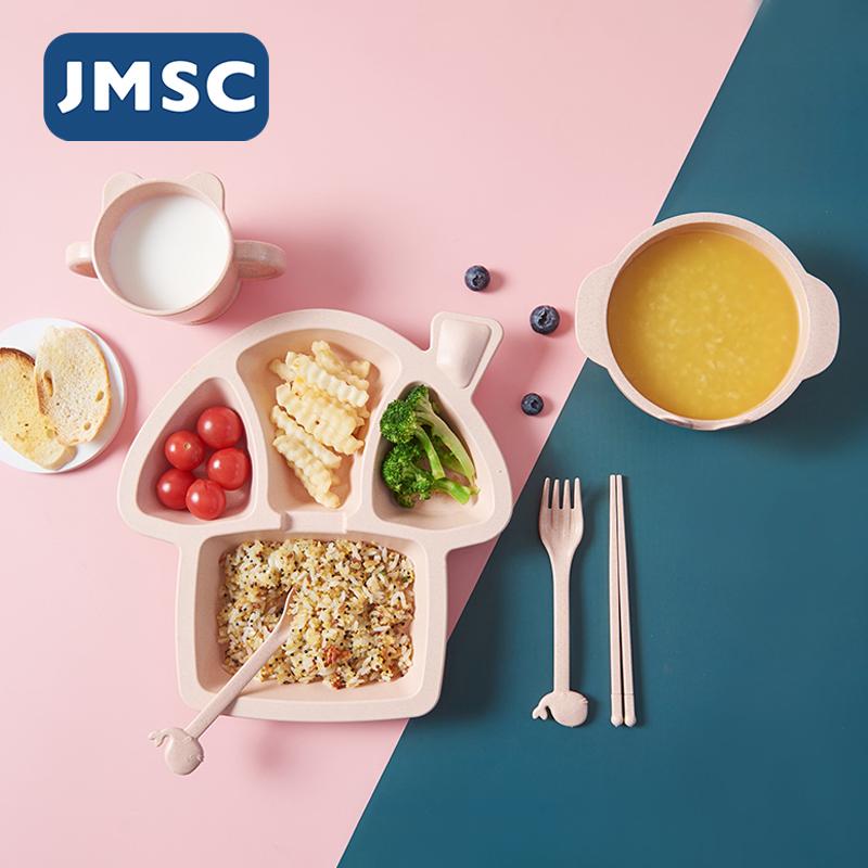 JMSC Bé Khủng Long Bộ Đồ Ăn 6 Trẻ Em Ăn Tối Tre Huấn Luyện Bộ Chén Muỗng Đĩa Dĩa Thả Chịu Ăn món Ăn Tiện Ích