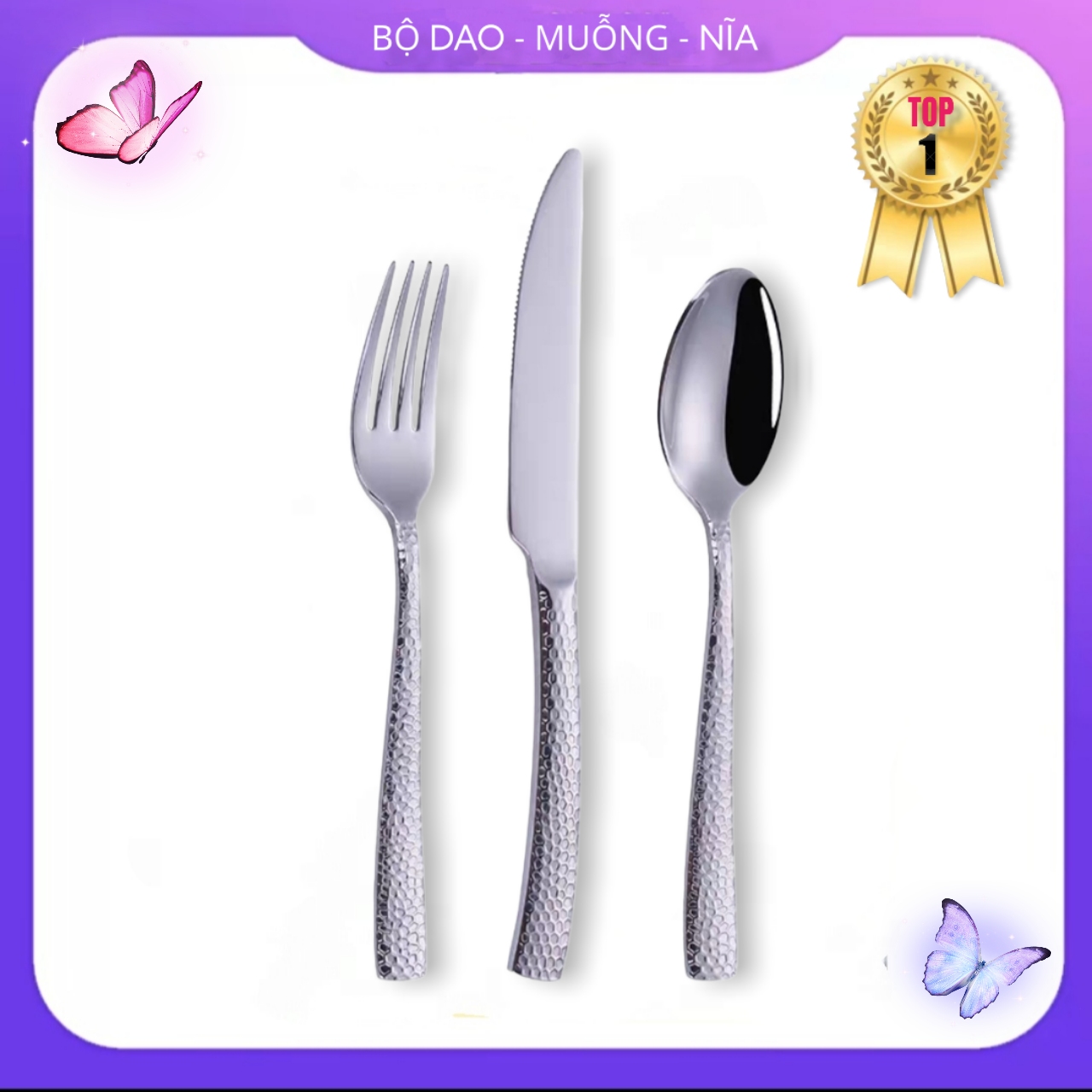Sét dao muỗng nĩa cao cấp inox 304 - cán vân vây rồng