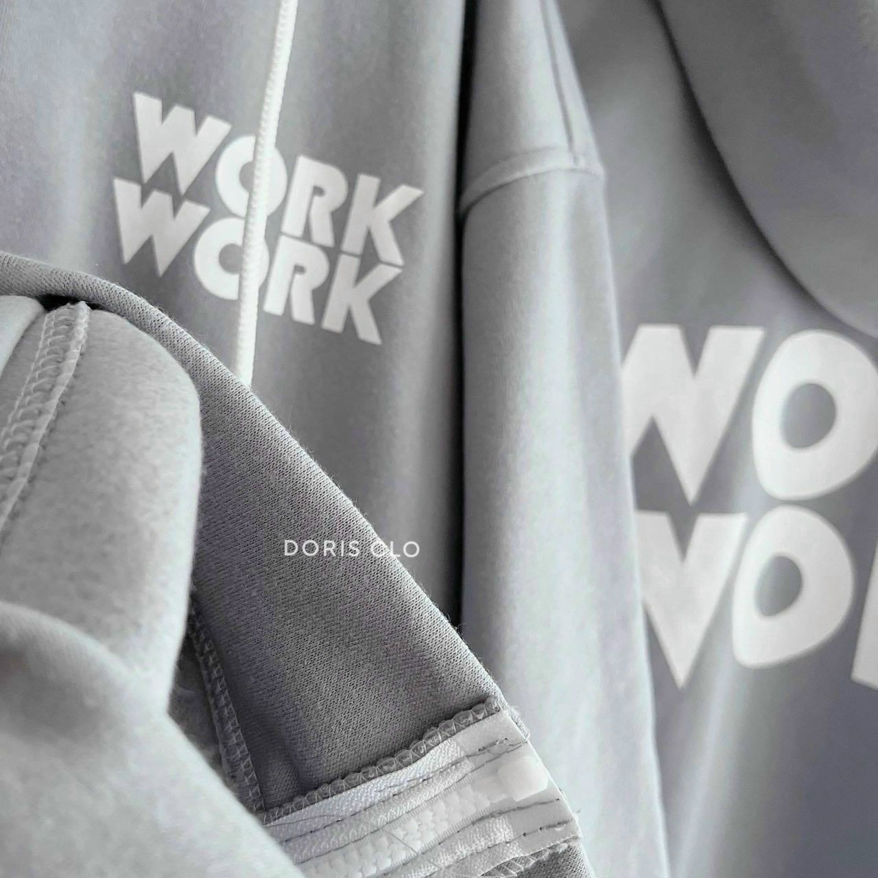 Áo Khoác Thun Nỉ Chữ WORK Có Nón Mũ 2 Lớp - Kiểu Hoodie Có Khóa Kéo Zip - Nam Nữ Cặp Đôi Mặc Thu Đông