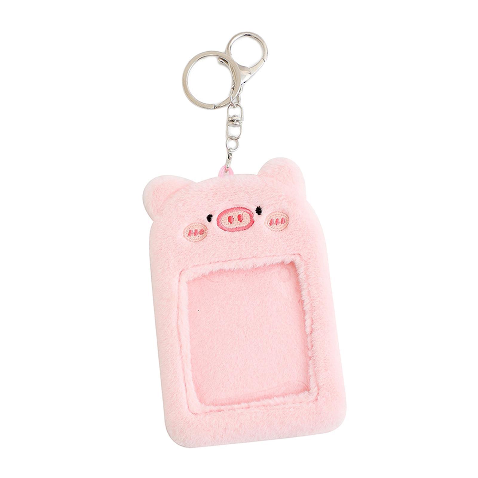 Plush Keychain Holder Photo Sleeves Plush Protective Case for Bus Card