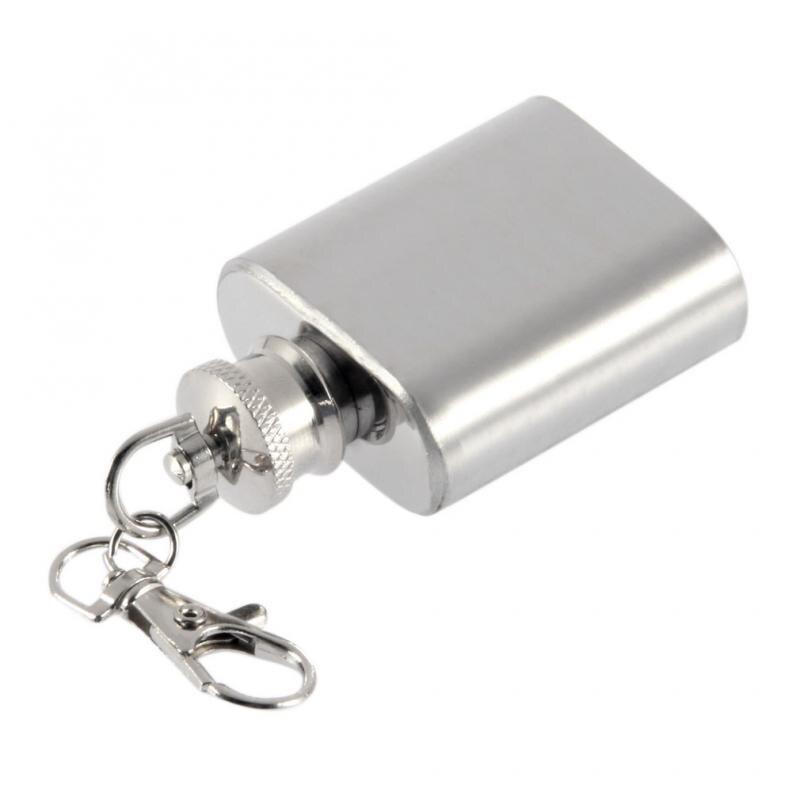 Stainless Steel Wine Whisky Hip Flask 1oz For Travel Portable Pocket Alcohol Bottles Beer Gift Rum Flagon DrinkwareWith Key Ring