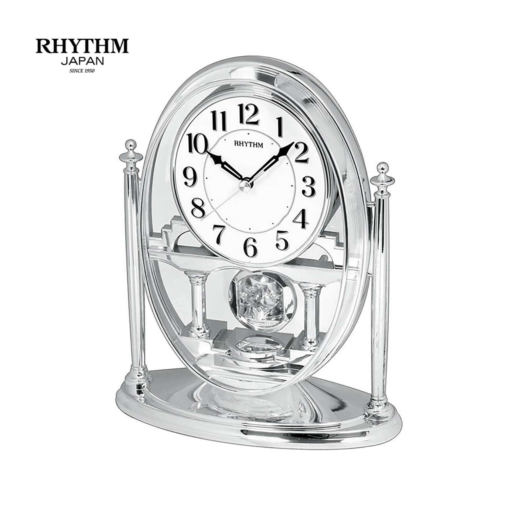 Đồng Hồ Để Bàn Rhythm CRP609WR19 - Bạc (19.3 x 24.1 x 9.0 cm)