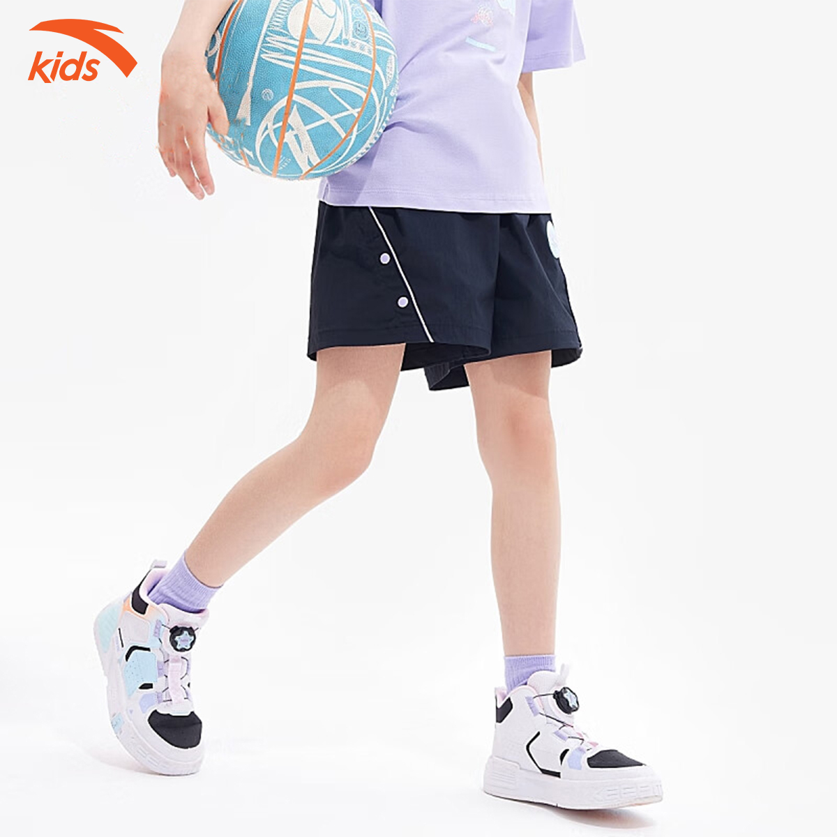 Quần lửng bé gái Anta Kids thiết kế lưng chun, kiểu dáng thể thao W362328385