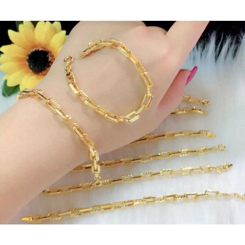 Lắc tay mắc xích vuông mạ vàng 18k siêu đẹp LV38