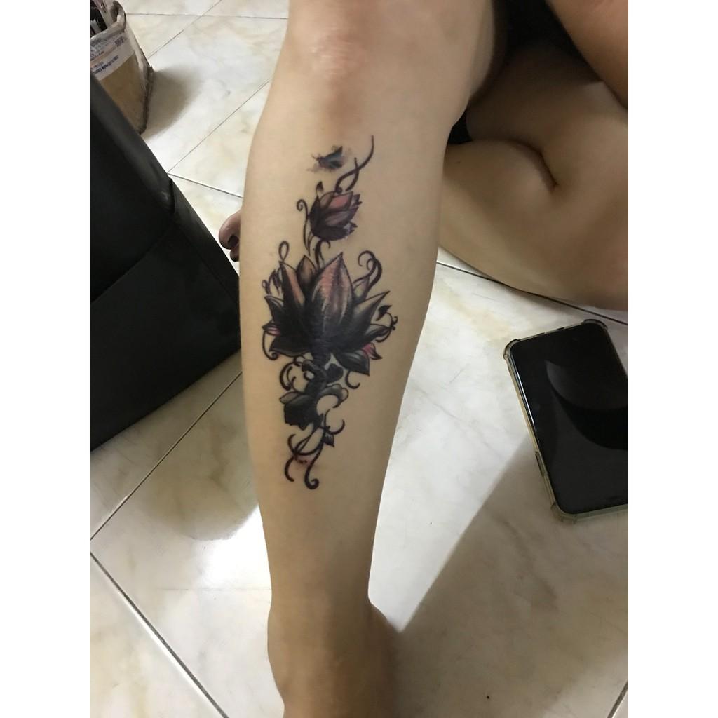 Hình xăm dán hoa mẫu đơn 10x20cm