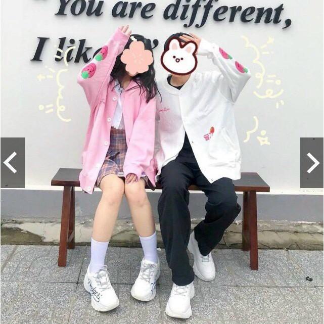 Áo Khoác Hoodie Áo Hoodie Nam Nữ Unisex TRÁI DÂU Dễ Thương 2 Màu - Áo Khoác Nam Nữ F