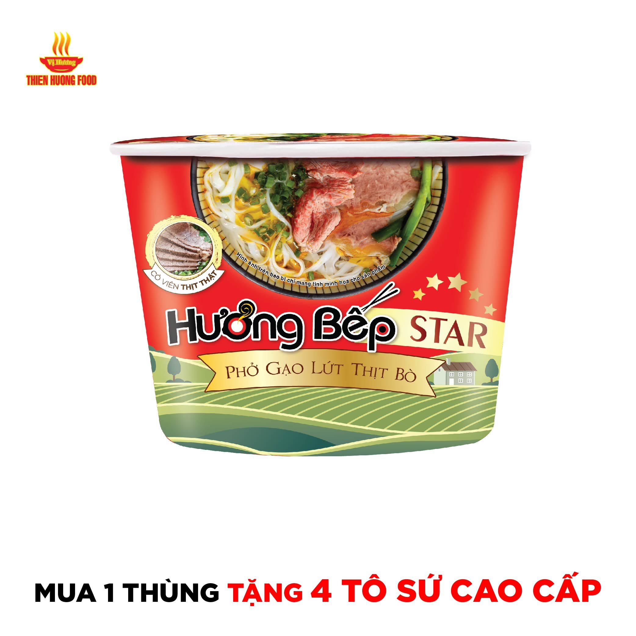 Thùng 8 tô Phở Gạo Lứt Thịt Bò Hương Bếp Star 75gr/Tô