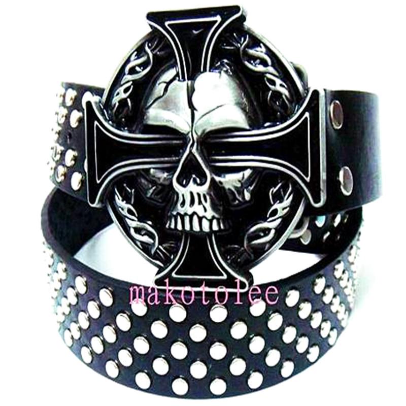 Năm 2020 Thời Trang Nam Punk Dây Đầu Lâu Nhảy Đường Phố Full Đinh Tán Thắt Lưng Kim Loại Nặng Rock Dây Đeo Hông Hợp Hộp Đêm Dây Da SKMEI cá Tính
