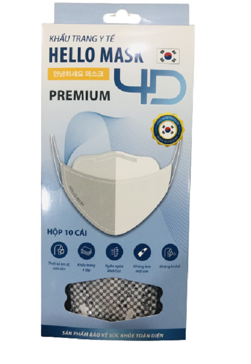 [Hộp 10] khẩu trang 4D kháng khuẩn Hello Mask Fashion - Premium