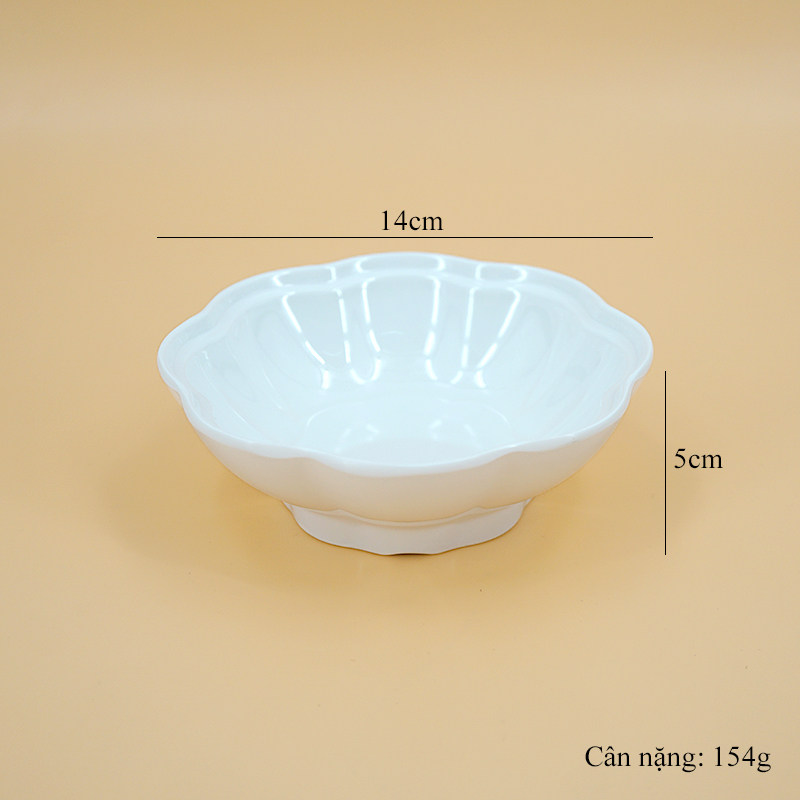 Bộ 6 chén melamine trắng miệng hình bông hoa